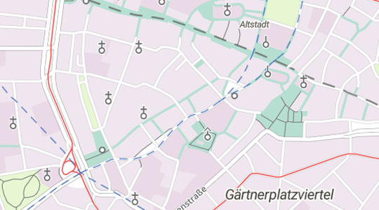 Kartenausschnitt der Webkarte Vektor mit reduzierter und zurückhaltender Darstellung von München